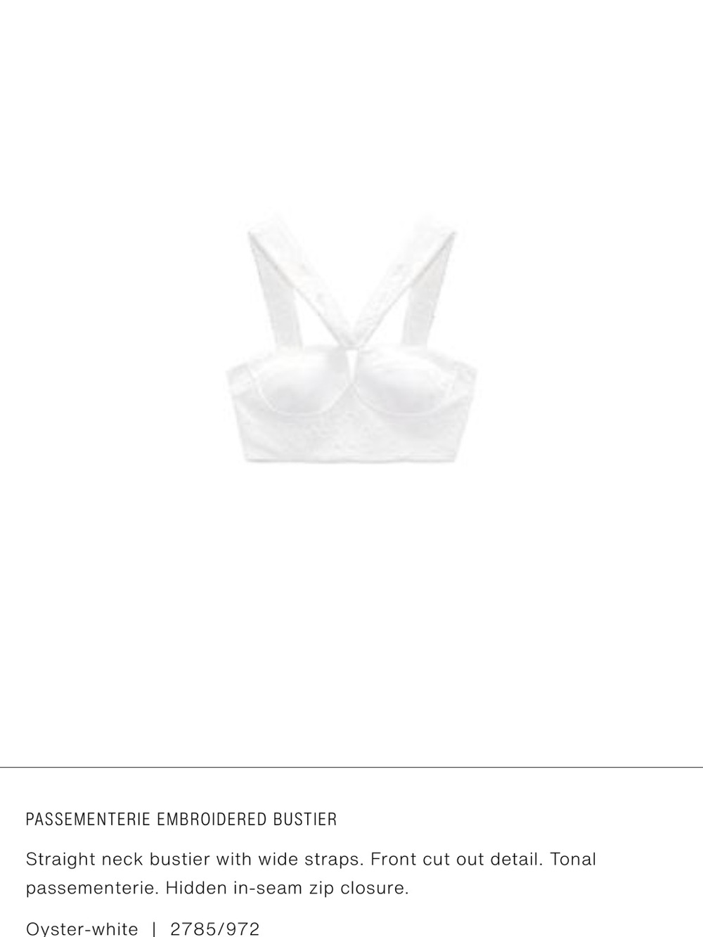 Zara Oyster-White Embroidered Bustier Top